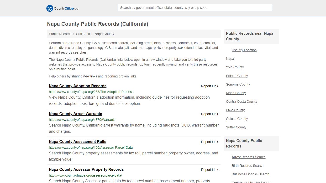 Public Records - Napa County, CA (Business, Criminal, GIS ...